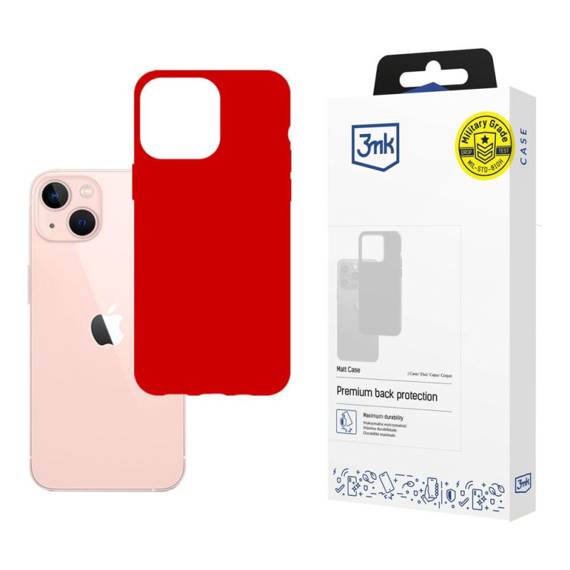 3mk matinis dėklas, skirtas „iPhone 14 Plus“ – raudonas