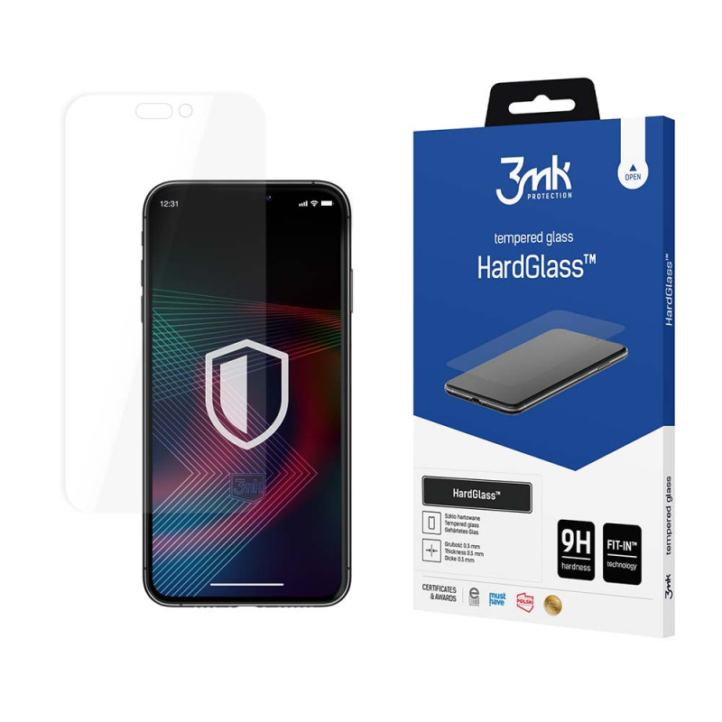 9H 3mk HardGlass™ stiklas, skirtas iPhone 14 Pro