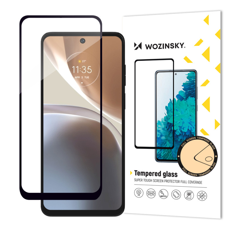 „Wozinsky Full Glue“ grūdintas stiklas Motorola Moto G32 9H viso ekrano su juodu rėmeliu