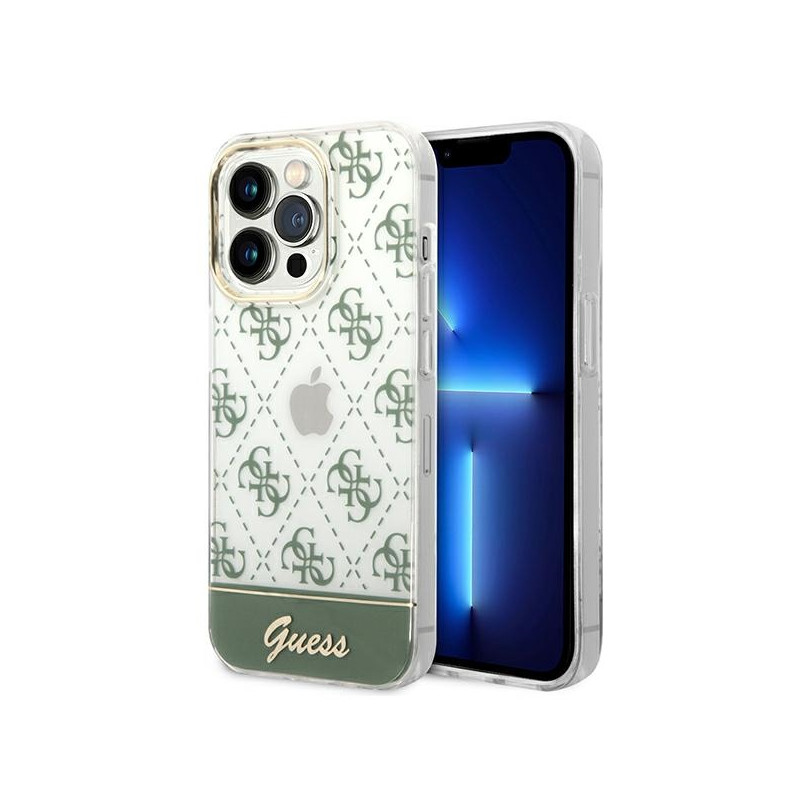 „Guess 4G Pattern Script“ dėklas, skirtas „iPhone 14 Pro Max“ – chaki spalvos