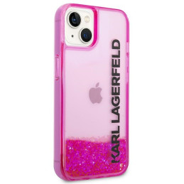 Karl Lagerfeld skysto blizgučio „Elong“ dėklas iPhone 14 6.1" telefonui – rožinis
