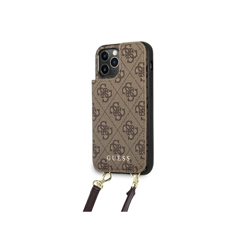 „Guess 4G“ per petį nešiojamas dėklas, skirtas iPhone 12 / 12 Pro – rudas