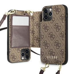 „Guess 4G“ per petį nešiojamas dėklas, skirtas iPhone 12 / 12 Pro – rudas
