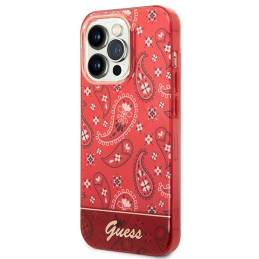 „Guess“ „Bandana Paisley“ dėklas iPhone 14 Pro 6.1" telefonui – raudonas