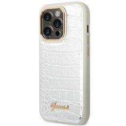 „Guess Croco Collection“ dėklas, skirtas „iPhone 14 Pro 6.1“ – sidabrinis