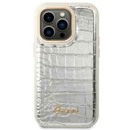 „Guess Croco Collection“ dėklas, skirtas „iPhone 14 Pro 6.1“ – sidabrinis