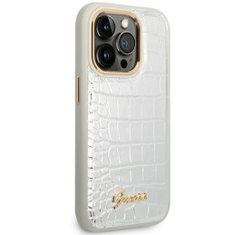 „Guess Croco Collection“ dėklas, skirtas „iPhone 14 Pro 6.1“ – sidabrinis