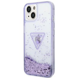 „Guess Liquid Glitter Palm Collection“ dėklas, skirtas „iPhone 14 Plus 6.7“ – violetinis