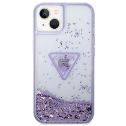 „Guess Liquid Glitter Palm Collection“ dėklas, skirtas „iPhone 14 Plus 6.7“ – violetinis