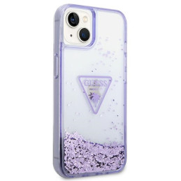 „Guess Liquid Glitter Palm Collection“ dėklas, skirtas „iPhone 14 Plus 6.7“ – violetinis