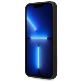 „Guess“ silikoninis „Vintage“ auksinis „iPhone 14“ dėklas – juodas