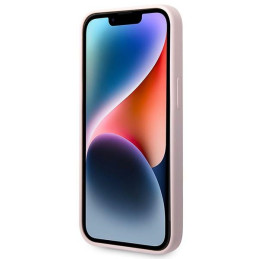 „Guess“ silikoninis trikampio formos dėklas iPhone 14 6.1" – violetinis