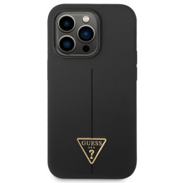 Guess GUHCP14XSLTGK iPhone 14 Pro Max 6.7" juodas/ juodas kietas silikoninis trikampio formos dėklas