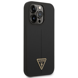 Guess GUHCP14XSLTGK iPhone 14 Pro Max 6.7" juodas/ juodas kietas silikoninis trikampio formos dėklas