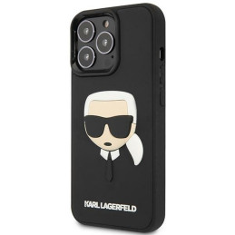 Karl Lagerfeld 3D guminis iPhone 14 dėklas su Karl& 39 s Head logotipu – juodas