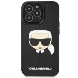 Karl Lagerfeld 3D guminis iPhone 14 dėklas su Karl& 39 s Head logotipu – juodas