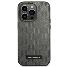 Karl Lagerfeld Saffiano Mono Metal Logo iPhone 14 Pro 6.1" dėklas – pilkas