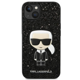 Karl Lagerfeld blizgučių dribsnių Ikonik dėklas, skirtas iPhone 14 Plus - juodas