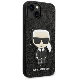 Karl Lagerfeld blizgučių dribsnių Ikonik dėklas, skirtas iPhone 14 Plus - juodas