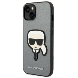 „Karl Lagerfeld Saffiano Karl& 39 s Head Patch“ dėklas, skirtas „iPhone 14“ – sidabrinis
