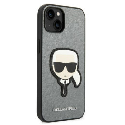 „Karl Lagerfeld Saffiano Karl& 39 s Head Patch“ dėklas, skirtas „iPhone 14“ – sidabrinis