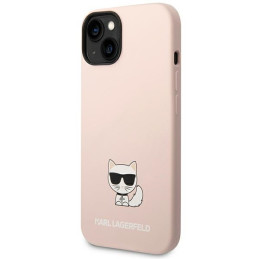 Karl Lagerfeld silikoninis „Choupette Body“ dėklas iPhone 14 telefonui – šviesiai rožinis