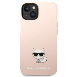 Karl Lagerfeld silikoninis „Choupette Body“ dėklas iPhone 14 telefonui – šviesiai rožinis