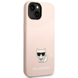 Karl Lagerfeld silikoninis „Choupette Body“ dėklas iPhone 14 telefonui – šviesiai rožinis
