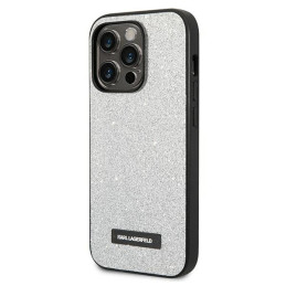 Karl Lagerfeld KLHCP14XG2ELS iPhone 14 Pro Max 6.7" kietas dėklas, sidabrinis/ sidabrinis, blizgučių plaketės logotipas