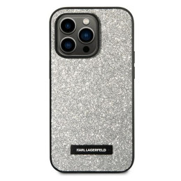 Karl Lagerfeld KLHCP14XG2ELS iPhone 14 Pro Max 6.7" kietas dėklas, sidabrinis/ sidabrinis, blizgučių plaketės logotipas