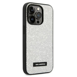 Karl Lagerfeld KLHCP14XG2ELS iPhone 14 Pro Max 6.7" kietas dėklas, sidabrinis/ sidabrinis, blizgučių plaketės logotipas