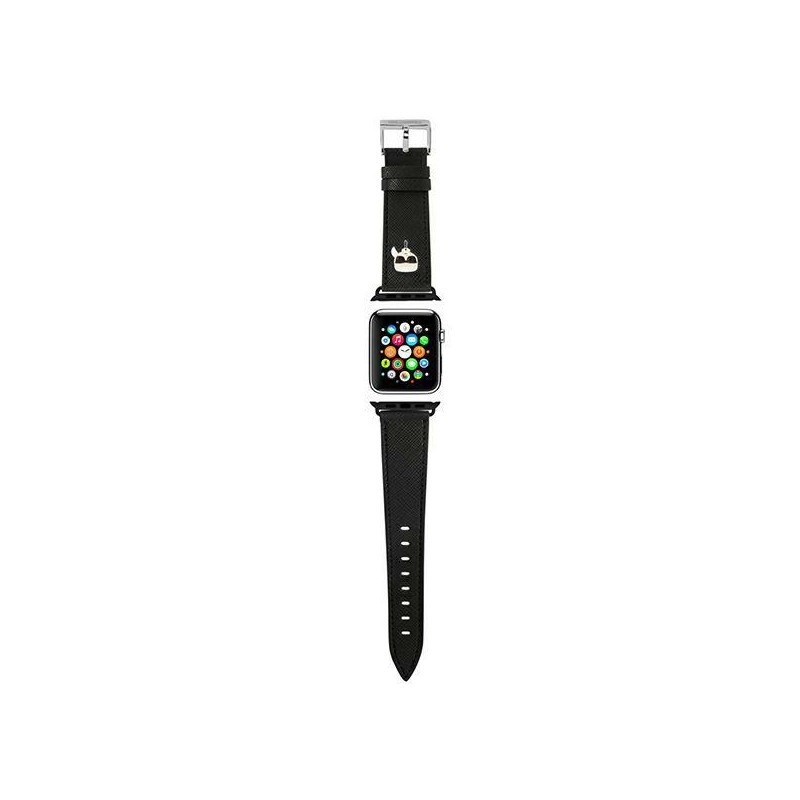 „Karl Lagerfeld Saffiano Karl“ galvos dirželis, skirtas „Apple Watch 42/ 44/ 45 mm“ – juodas