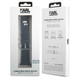 „Karl Lagerfeld Saffiano Karl“ galvos dirželis, skirtas „Apple Watch 42/ 44/ 45 mm“ – juodas