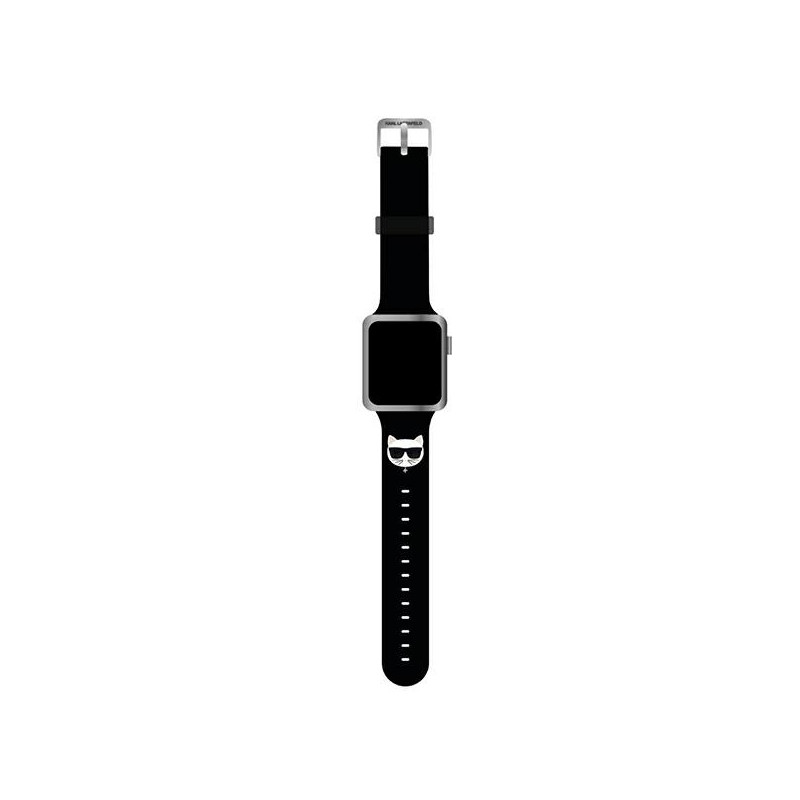 „Karl Lagerfeld“ silikoninis „Choupette Heads“ dirželis „Apple Watch 42/ 44/ 45 mm“ – juodas