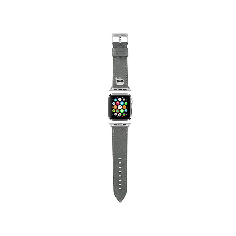 „Karl Lagerfeld Saffiano Karl“ galvos dirželis, skirtas „Apple Watch 38/ 40/ 41 mm“ – sidabrinis