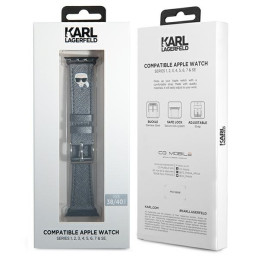 „Karl Lagerfeld Saffiano Karl“ galvos dirželis, skirtas „Apple Watch 38/ 40/ 41 mm“ – sidabrinis