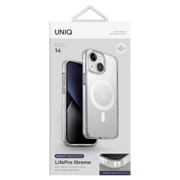 „Uniq LifePro Xtreme Magclick“ įkrovimo dėklas, skirtas „iPhone 14“ – skaidrus