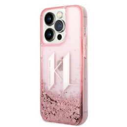 Karl Lagerfeld Liquid Glitter Big KL dėklas iPhone 14 Pro Max 6.7" telefonui – rožinis