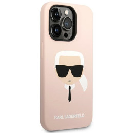 „Karl Lagerfeld“ silikoninis „Karl& 39 s Head“ dėklas, skirtas „iPhone 14 Pro Max“ – rožinis