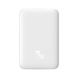 „Baseus Magnetic Mini 10000mAh USB-C PD 20W / MagSafe 15W“ išorinė baterija – balta + USB-C laidas