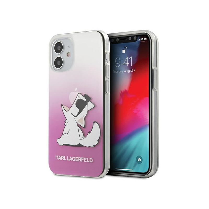 Karl Lagerfeld „Choupette Fun iPhone 12“ mini dėklas – rožinis