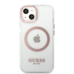 „Guess“ metalinis „Outline MagSafe iPhone 13“ dėklas – rožinis