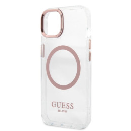 „Guess“ metalinis „Outline MagSafe iPhone 13“ dėklas – rožinis