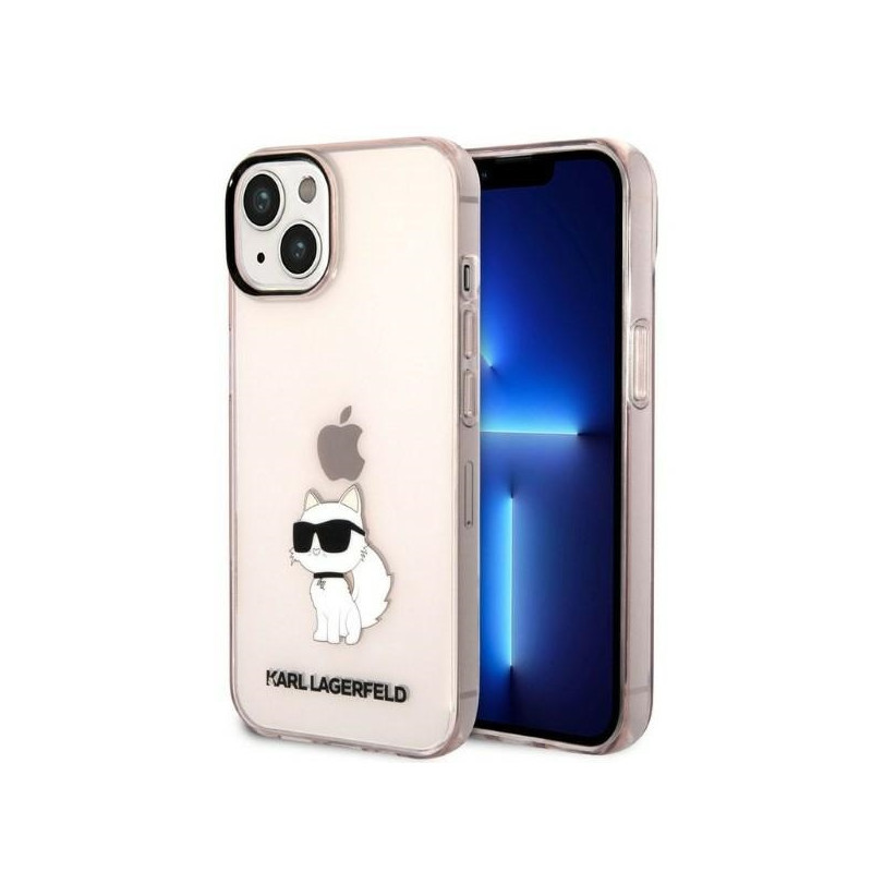 Karl Lagerfeld Ikonik Choupette iPhone 14 dėklas – rožinis