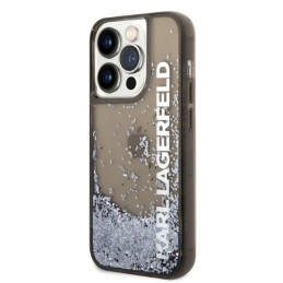 Karl Lagerfeld Liquid Blizgučiais Apsauginis Dėklas iPhone 14 Pro Max - Juodas