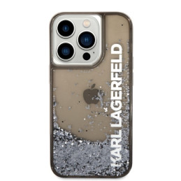 Karl Lagerfeld Liquid Blizgučiais Apsauginis Dėklas iPhone 14 Pro Max - Juodas