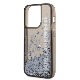 Karl Lagerfeld Liquid Blizgučiais Apsauginis Dėklas iPhone 14 Pro Max - Juodas