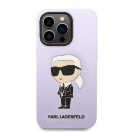 Karl Lagerfeld silikoninis „Ikonik“ dėklas, skirtas „iPhone 14 Pro Max“ – violetinis