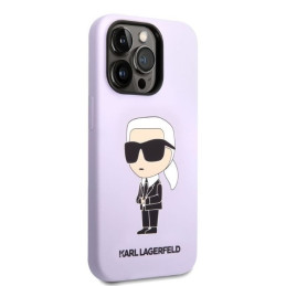 Karl Lagerfeld silikoninis „Ikonik“ dėklas, skirtas „iPhone 14 Pro Max“ – violetinis
