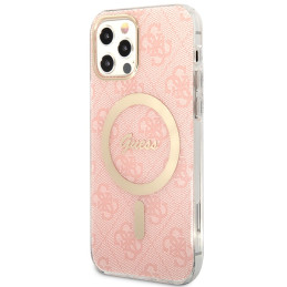 „Guess 4G Print MagSafe“ dėklas, skirtas „iPhone 12“ / „iPhone 12 Pro“ + belaidis įkroviklis – rožinis